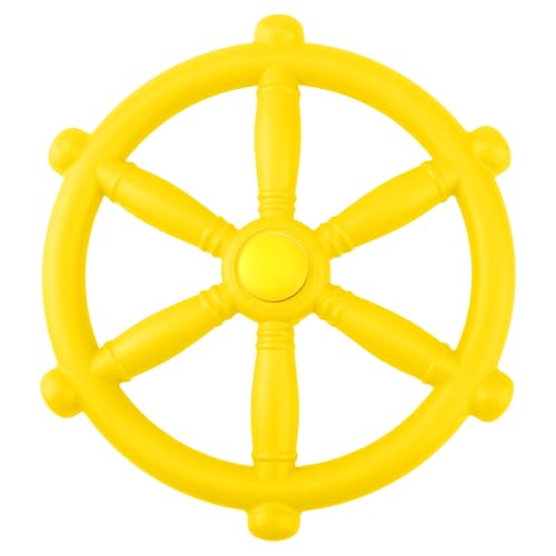 Playground Steering Wheel Plastic Pirate Ship Wheel Playground Swingset Steering Wheel Playset Accessories for Kids Outdoor Backyard Playhouse Treehouse (1, Yellow) - color: Yellow