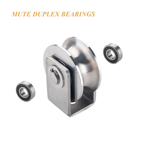 Stainless Steel U Groove Wheel Heavy Duty Pulley Smooth Rolling Door Wheels Sliding Gate Hardware High Weight Capacity Rollers Rolling Driveway Gate Bracket Rollers for Carts Furniture Machinery - size: 4pc 3inU