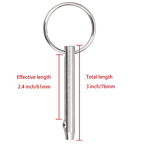 Quick Release Pin Bimini Top Pin Diameter 0.25 Inch, Total Length 3 Inch, Usable Length 2.4 Inch Full 316 Stainless Steel (4 PCS) - size: 4 Pieces