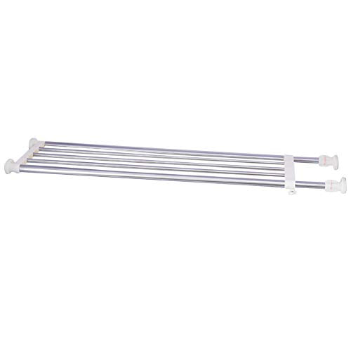 BAOYOUNI Tension Closet Shelf Heavy Duty Organizer Rack Stainless Steel Expandable Storage Shelves Rod Ivory, 39.76-60.04 Inch - size: (38.98-60.24) IN