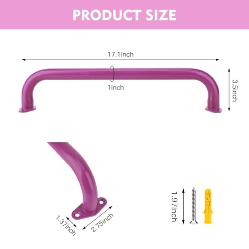 BiJun 17 Inch Monkey Bars Heavy Duty Metal Playground Handles,Pink 6 Pack | Indoor Outdoor Ceiling Grab Bars,Anti-Rust Steel,300LBS Capacity,for Backyard Climbing Frame Treehouse Wall Ladder - color: Pink- 6PCS