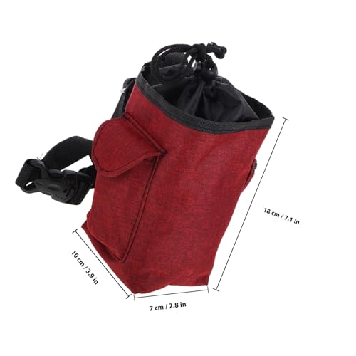 Chalk Bag for Rock Climbing and Bouldering, Oxford Cloth Non-Slip Chalk Holder with Drawstring Closure and Large Storage Pocket, Burgundy Waist Pouch for Climbing Accessories