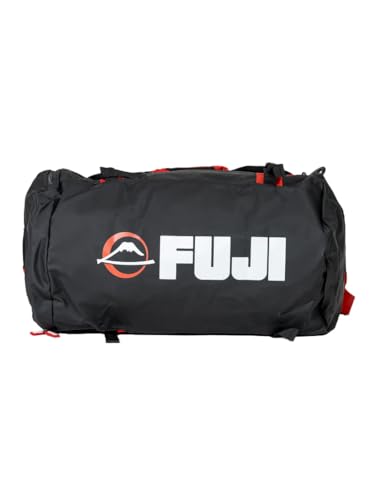 FUJI Unisex Convertible Duffle Backpack, Water-Resistant (Not Waterproof), Multi-Functional Luggage Gym Bag for Men and Women - color: Black/Red