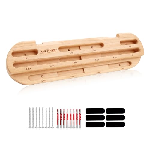 Wooden Climbing Hangboard, Training Hang Board, Rock Climbing Fingerboard with Incremental Depth Pockets for Finger & Forearm Strength, Grip Training and Pull-ups for Climbers Gift