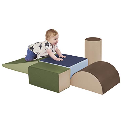 ECR4Kids SoftZone Climb and Crawl Active Playset, Building Blocks, Earthtone, 5-Piece - color: Earthtone