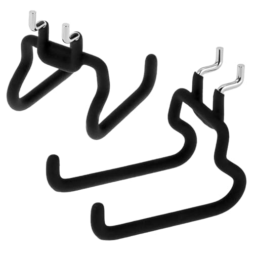QWORK Heavy Duty 8-Pack Pegboard Hooks with Anti-Slip Coating for 1/4" Pegboards, Peg Board Tool Utility Hangers for Garage Workshop Organization (4 Small + 4 Large)