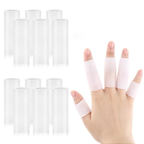20 Pcs Finger Sleeves Protectors Silicone Finger Sleeve Gel Finger Sleeve Protectors Finger Covers Cushions and Protects Rubber Finger Shields Provide Relief forCracked Finger - color: White