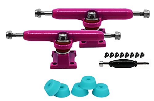 34mm Prodigy Gen2 Pro Fingerboard Trucks - Pro Style Base and Hanger with Custom Pivot Tuning and Pro Duro Bubble Bushings - Pink Colorway - color: Pink, size: 34mm