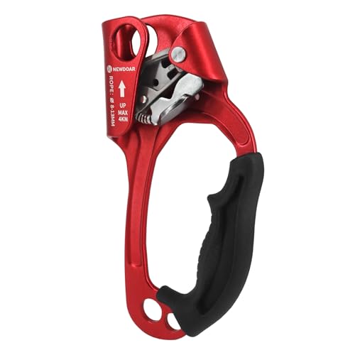 NewDoar UIAA & CE Certified Hand Ascender Rock Climbing Tree Arborist Rappelling Gear Equipment Rope Clamp for 8~13MM Rope - color: Red Pro-Right