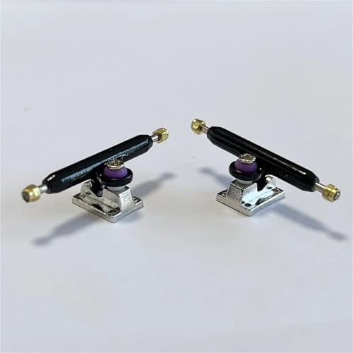 2pcs Inverted Kingpin Fingerboard Truck 34mm 32mm with Soft Bushing for Finger Skateboard(Silver Black) - color: Silver Black