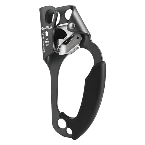 NewDoar UIAA & CE Certified Hand Ascender Rock Climbing Tree Arborist Rappelling Gear Equipment Rope Clamp for 8~13MM Rope - color: Grey-Right