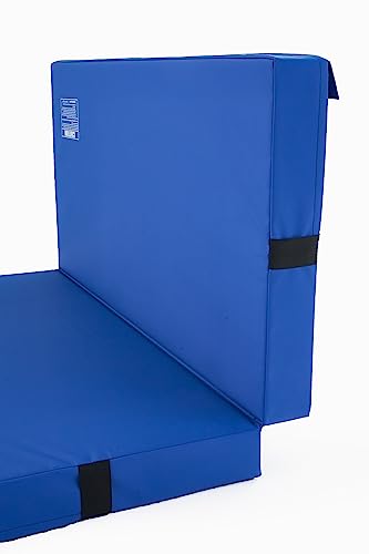 We Sell Mats Bifolding Gymnastics Crash Landing Mat Pad, Safety for Tumbling, Back Handspring Training and Cheerleading - color: Blue, size: 4 ft x 4 ft x 4 Inch