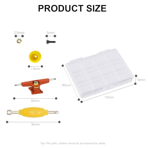156PCS Fingerboard Repair Kit -Includes Case & Tools-Mini Finger Skateboard Parts Include 14 Multicolors Trucks & 48 Multicolour Bearingless Wheels & 60 Screws & 30 Nuts & 4 Screwdriver - color: Multicolour Trucks & Box #B