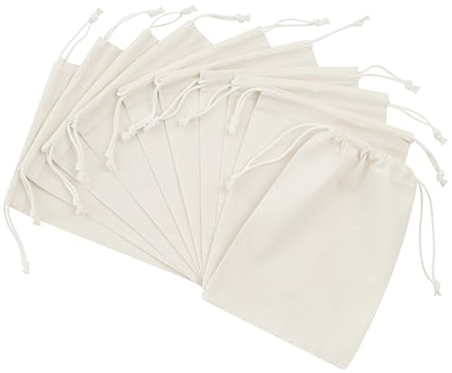 PALTERWEAR 100% Cotton Drawstring Bags 10‑Pack 5x7 Lightweight 70 GSM Muslin Pouch Set | Reusable Gift, Craft, Pantry, Travel Storage | Double Drawstring (Natural Beige, 5 x 7 Inches) - size: 5 x 7 Inches