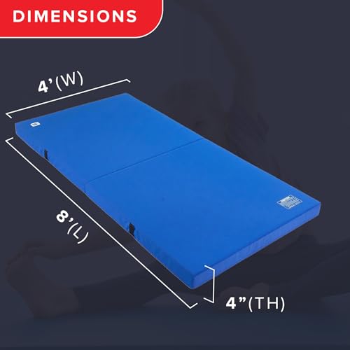 We Sell Mats Bifolding Gymnastics Crash Landing Mat Pad, Safety for Tumbling, Back Handspring Training and Cheerleading - color: Blue, size: 4 ft x 8 ft x 4 Inch