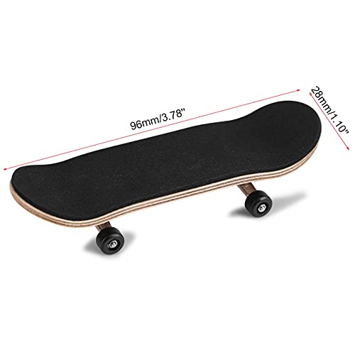 HURRISE Wooden Finger Skateboard for Kids Adults - Mini Maple Alloy Fingerboard Stress Relief Toy Black Gift Box, Finger Board - color: Black
