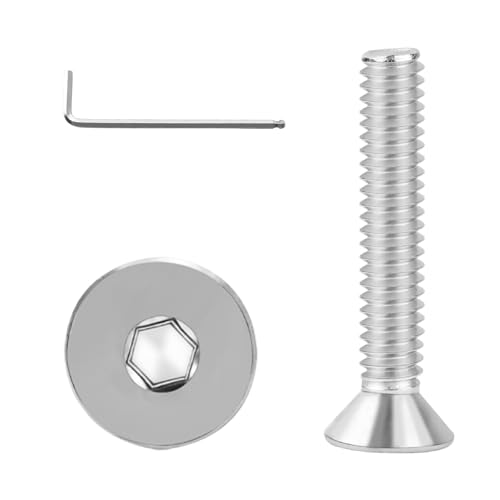 #8-32x1 Flat Head Socket Cap Screws Bolts 30pcs HS/JXLS-03 | 304 Stainless Steel, UNC Coarse Full Thread, Equipped with Phillips Bit, for DIY, for Repair, Install Furniture Screws - size: #8-32x1"
