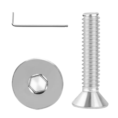 #10-24x1 Flat Head Socket Cap Screws Bolts 30pcs HS/JXLS-03 | 304 Stainless Steel, UNC Coarse Full Thread, Equipped with Phillips Bit, for DIY, for Repair, Install Furniture Screws - size: #10-24x1"
