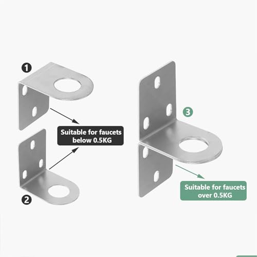 Angoily 1 Set Faucet Bracket, Wall Mounting Rack 1/2 Inch L Bracket Wrench Sink Holder Mounts, Undermount Sink Support Wall Plate Holder with Screws
