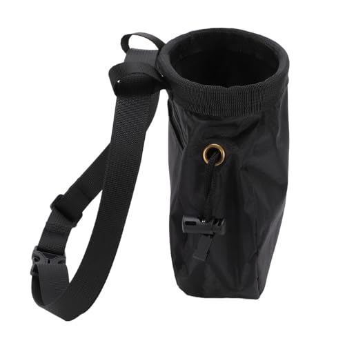 Dpofirs Adjustable Drawstring Chalk Bag for Climbing | Black Oxford Cloth Fleece Lined Pouch for Bouldering, Weightlifting, and Gym Storage