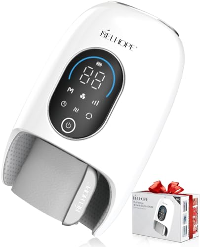 Hand Massager with Heat and Compression for Arthritis and Carpal Tunnel Relief, Finger Wrist Massager with 9 Modes & Hot Cold Therapy, Gifts for Women Men, White - color: White