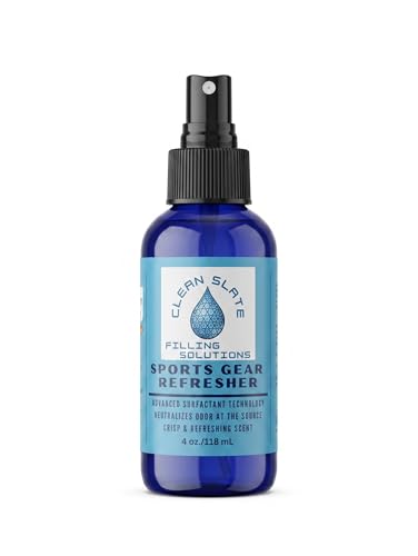 Clean Slate Sports Gear Refresher – Eliminates Odors at the Source, Breaks Down Sweat & Salt Buildup – For Hockey Gear, Football Pads, Cleats, Gloves & Gym Bags, 4 oz
