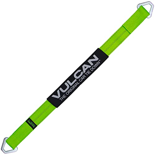 VULCAN Car Tie Down Axle Strap with Wear Pad - 2 Inch x 36 Inch - 4 Pack - High-Viz - 3,300 Pound Safe Working Load - size: 2" x 36" Hi Viz Green (4 Pack)