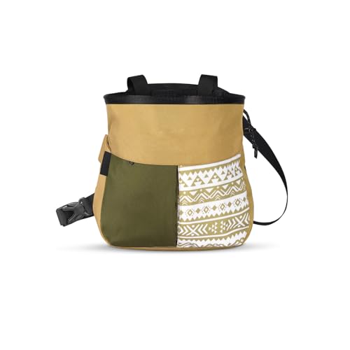 Mountaineering Chalk Bag with Large Capacity, Independent Front Compartment, Multifunctional Sports Bag for Climbers, Trapezoidal Bottom, Orange - size: Small Khaki