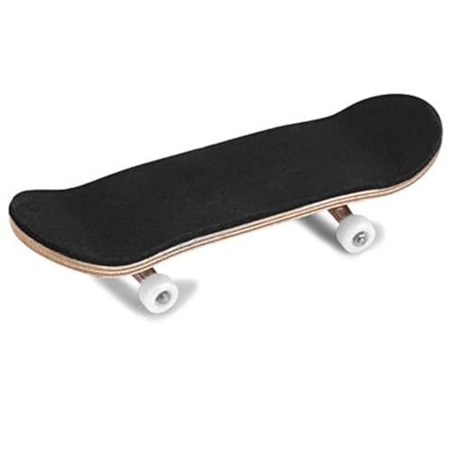HURRISE Mini Finger Skateboard, Wooden Fingerboard with Ball Bearings, Light Brown, Sport Training Props, 1 Pack - color: White