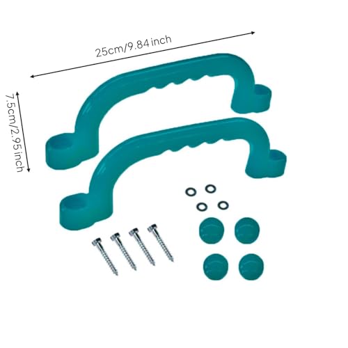 Qianly 2 Pieces Climbing Frame Handles Sturdy Construction Kids Climbing Handle Heavy Duty Playset Grips for Young Children, Cyan - color: Cyan