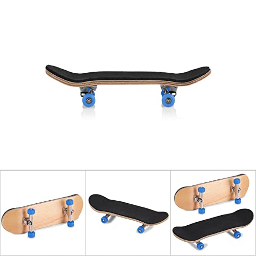 Gavigain 1Pc Wooden Fingerboard Maple Wooden Alloy Fingerboard Finger Skateboards with Box Reduce Pressure Kids Gifts(Dark Blue)