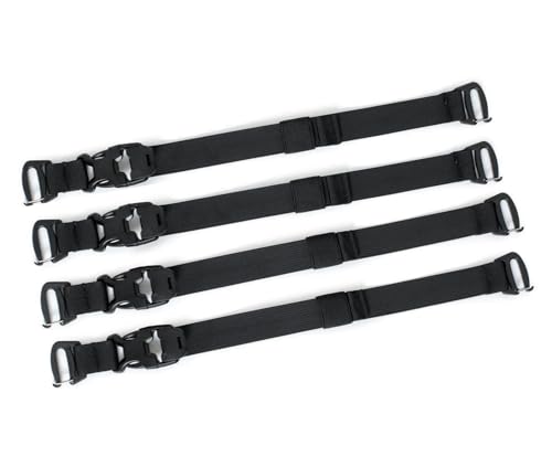MOLLE Tactical Straps for Backpack - Adjustable 7.5-22 inch Compression Tie Down Straps for Gear, Rucksack, Tripod and Sleeping Bag - Heavy Duty 1000D Nylon (Black, 4-Pack) - size: 4-Pack, style: Black