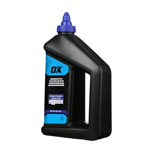 OX Blue Chalk Line Powder 2.5lb - Permanent Marking Chalk Refill | Chalk line refill for chalk reel, weather resistant up to 1 month, fade-resistant, high-contrast blue pigment, nozzle cap - color: Blue