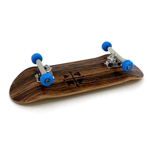 Teak Tuning 34mm Pro Fingerboard Complete - Fully Assembled with Pro Level Components - Pro Shaped Wooden Deck (34x97mm), UltraSpin Bearing Wheels, Prodigy Gen2 Trucks - Blue Suede Shoes - style: Blue Suede Shoes Edition