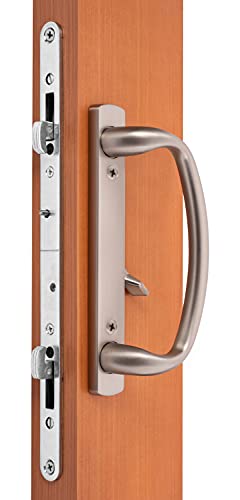 Rockwell Security Euro Charlotte Patio Sliding Door Handle Brushed Nickel Finish Fits 1-3/4 Inch Thick Doors with 3-15/16 Inch Screw Holes with 3 or 4 Holes - color: Brushed Nickel