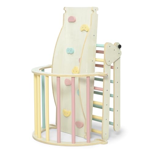 Delta Children Lil’ Climber Gym - Indoor Climbing Gym/Jungle Gym for Kids - Montessori Toy with Reversible Arch/Rocking Chair, Reversible Rock Wall/Slide Ramp and Pikler Triangle - for Toddlers 3+