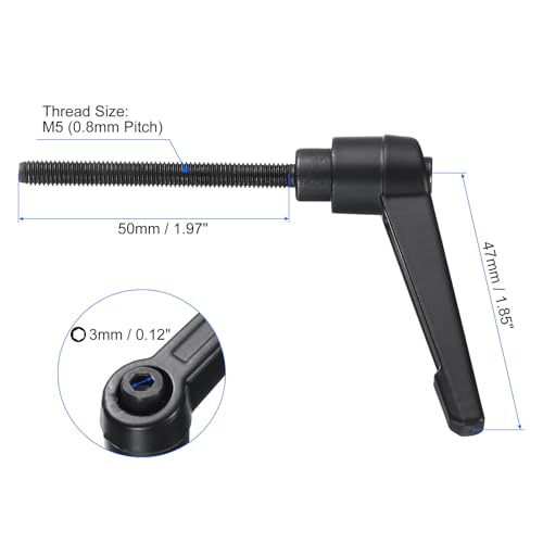 uxcell 4pcs Clamping Lever Handles, M5 x 50mm Black Oxide Carbon Steel Threaded Male Stud, Adjustable Handles Locking Quick Release Ratchet Push Button Bolt Knobs, Black - size: M5 x 50mm