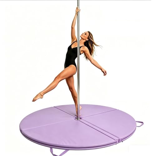 Foldable Pole Crash Mat, Pole Dance Mat, Anti-Collision Cushioned PU Leather Mat for Yoga, Gymnastics, Pole Dancing Light-Purple 2" Tx4.9'W