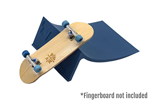 Teak Tuning Fingerboard Poly Launch Kicker Ramp - 4.5" Long, 3" Wide, 1.5" Tall - Fingerboard Obstacle in Blue Steel Colorway