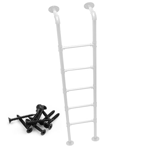 Wall Mounted Metal Step Ladder for Home Loft, White Wrought Iron Basement Window Well Egress Ladder Strong Bunk Bed Climbing Ladders with Kit, 100-300cm(131cm/52in) - size: 131cm/52in