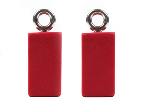 Atomik Rock Climbing Holds 2 inch Hanging Grip Training Blocks Set of 2 in Red for Grip and Strength Training