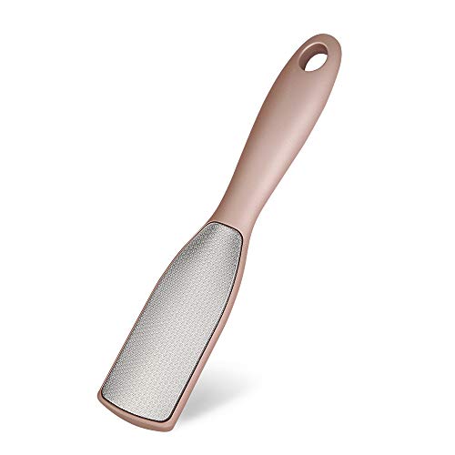BEZOX Foot File Callus Remover, Double Sided Foot Scrubber for Dead Skin, Stainless Steel Pedicure File for Cracked Heel W/Cloth Storage Bag & Gift Box - style: Rose Golden