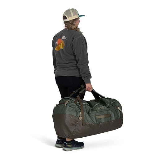 Osprey Transporter Lightweight Travel Duffel Bag - Extra Large Water Resistant Durable Gear Bag for Men and Women - color: Pine Leaf/Earl Grey, style: 120l