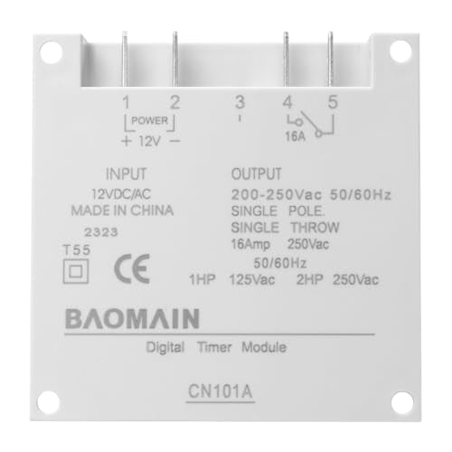 Baomain Time Switch Relay,Digital LCD Programmable Timer,12V DC/AC Input,200-250V 16A Output,28 Programs Daily/Weekly Schedule,CN101A for Lighting and Equipment Control - size: Timer without Cover