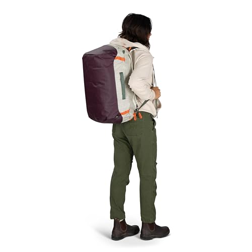 Osprey Transporter Lightweight Travel Duffel Bag - Extra Large Water Resistant Durable Gear Bag for Men and Women - color: Mystery White-moody Burgundy, style: 40l