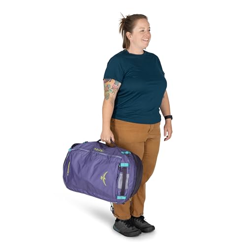 Osprey Transporter Lightweight Travel Duffel Bag - Extra Large Water Resistant Durable Gear Bag for Men and Women - color: Euphoria Purple/Purple Ink, style: 40l