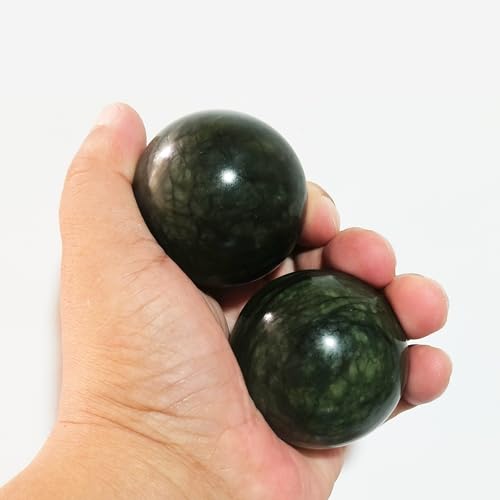 LLY 2`` Hand Exercise Ball, Chinese Baoding Ball, Hand Therapy Ball, Adult Stress Relief Massage Ball, Alleviating Memory Loss (Xiuyan Jade)