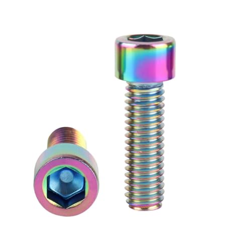 6Pcs Bike Screws M6x10 12 16 18 20 25 30 35mm Stainless Steel Socket Head Cap Allen Hex Bolt (Ranibow, M6 x25mm) - color: Ranibow, size: M6 x25mm