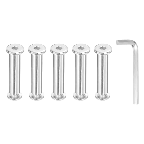 PATIKIL M8x8mm Hex Chicago Screws 10x45mm, 5Pcs 304 Stainless Steel Metric Hex Drive Socket Cap Binding Post Screw Posts for Scrapbook Leather Belt Album Furniture Repair, Silver - size: M8x8mm, 10x45mm