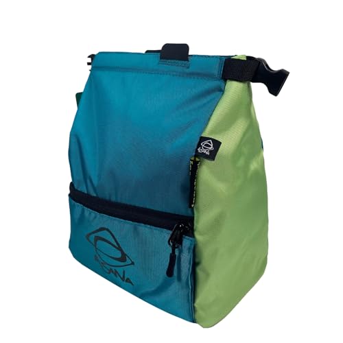 Asana Huckit Chalk Bucket Bouldering - Large XL Chalk Pot with Magnetic Tabs & Inner Buckle - Fleece Lining for Mess Reduction - Expanding Pockets & Brush Holders - Ideal for Climbing - color: Flow